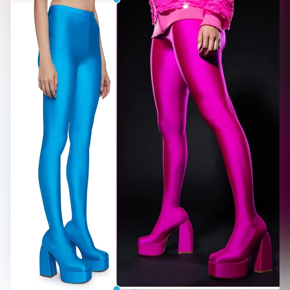 $119 NIB! Azalea Wang Turquoise Blue Platform Pants Boot Sz 9